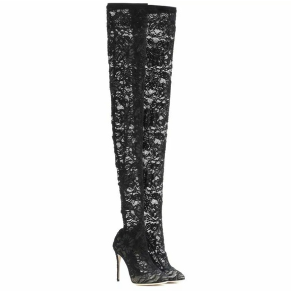 dolce and gabbana lace thigh high boots